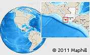 Shaded Relief Location Map of Retalhuleu, highlighted country