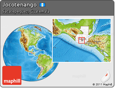 Physical Location Map of Jocotenango, highlighted country, highlighted parent region