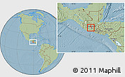 Savanna Style Location Map of Sn Bartolome Mil, highlighted parent region, hill shading