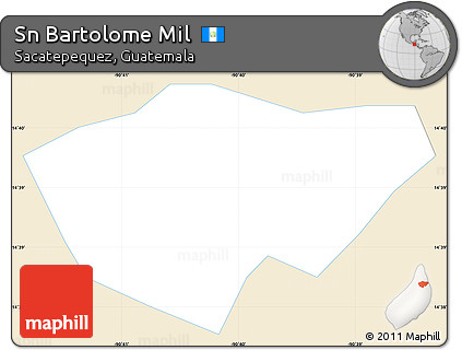 Classic Style Simple Map of Sn Bartolome Mil, single color outside