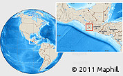 Shaded Relief Location Map of Nuevo Progreso