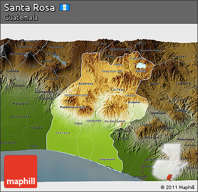 Physical 3D Map of Santa Rosa, darken