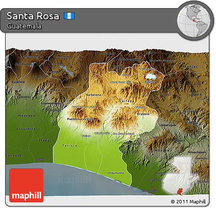 Physical 3D Map of Santa Rosa, darken