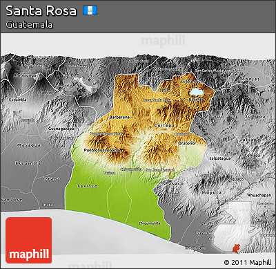 Physical 3D Map of Santa Rosa, desaturated