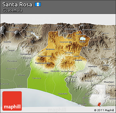 Physical 3D Map of Santa Rosa, semi-desaturated