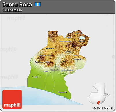 Physical 3D Map of Santa Rosa, single color outside