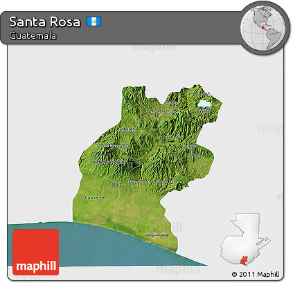 Satellite 3D Map of Santa Rosa, single color outside