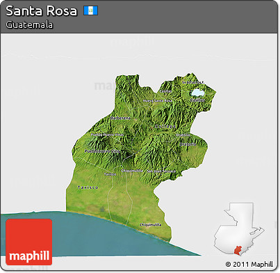 Satellite 3D Map of Santa Rosa, single color outside