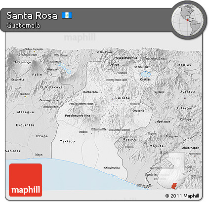 Silver Style 3D Map of Santa Rosa