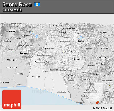 Silver Style 3D Map of Santa Rosa