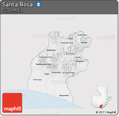 Silver Style 3D Map of Santa Rosa, single color outside