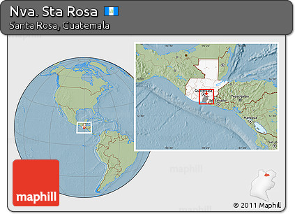 Savanna Style Location Map of Nva. Sta Rosa, highlighted country, highlighted parent region, hill shading