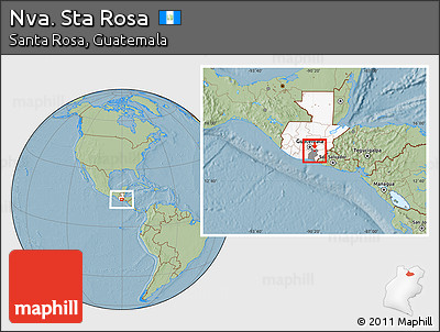 Savanna Style Location Map of Nva. Sta Rosa, highlighted country, highlighted parent region, hill shading