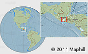 Savanna Style Location Map of Nva. Sta Rosa, highlighted parent region, hill shading