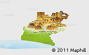 Physical Panoramic Map of Santa Rosa, single color outside