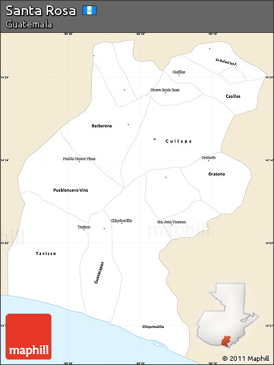 Classic Style Simple Map of Santa Rosa, single color outside