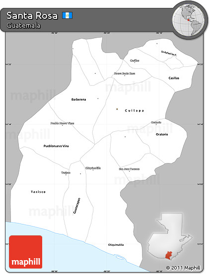 Gray Simple Map of Santa Rosa, single color outside