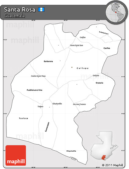 Silver Style Simple Map of Santa Rosa, cropped outside