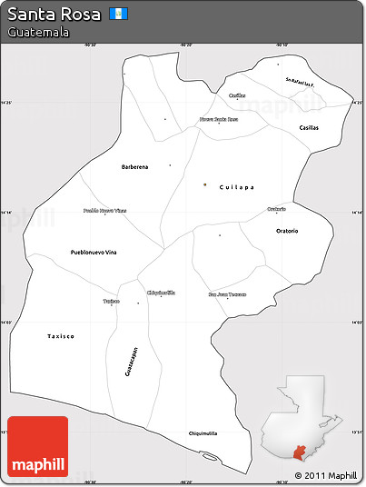 Silver Style Simple Map of Santa Rosa, cropped outside