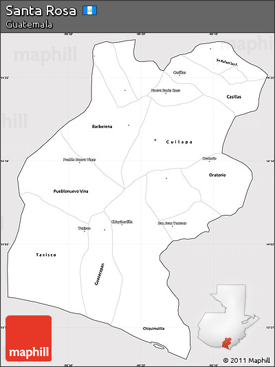 Silver Style Simple Map of Santa Rosa, cropped outside