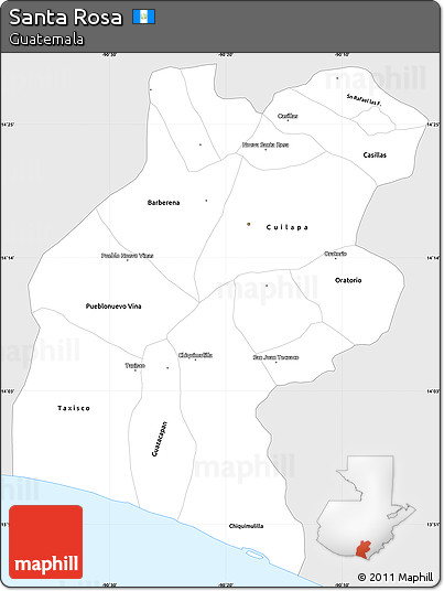 Silver Style Simple Map of Santa Rosa, single color outside