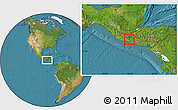 Satellite Location Map of Sn Juan Tecuaco
