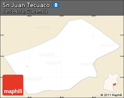 Classic Style Simple Map of Sn Juan Tecuaco, single color outside