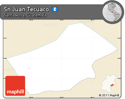 Classic Style Simple Map of Sn Juan Tecuaco, single color outside