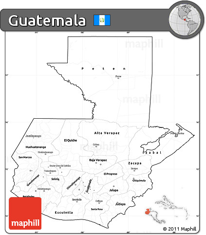 Blank Simple Map of Guatemala, cropped outside