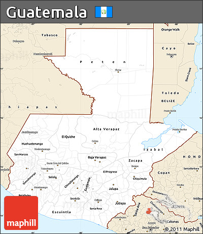 Classic Style Simple Map of Guatemala