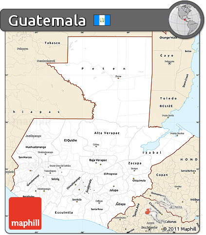 Classic Style Simple Map of Guatemala