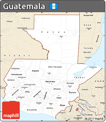 Classic Style Simple Map of Guatemala