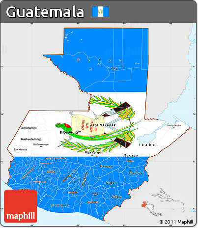Flag Simple Map of Guatemala, single color outside, flag rotated