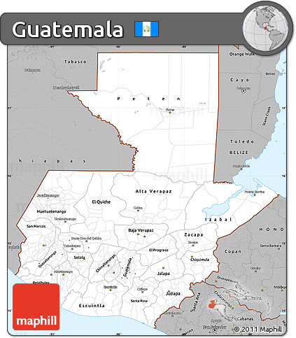 Gray Simple Map of Guatemala