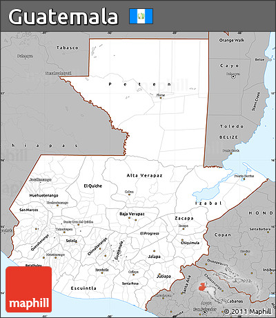Gray Simple Map of Guatemala