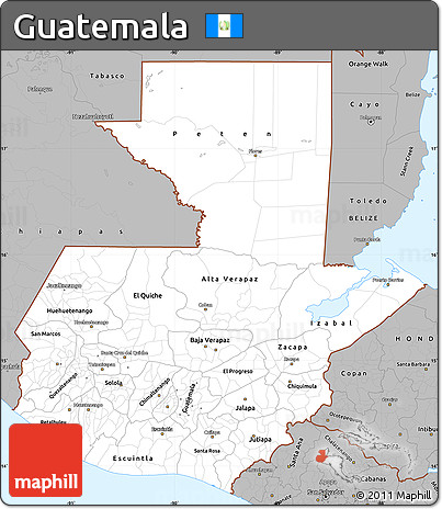 Gray Simple Map of Guatemala
