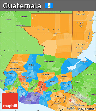 Political Simple Map of Guatemala, political shades outside