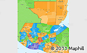 Political Simple Map of Guatemala, political shades outside