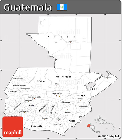 Silver Style Simple Map of Guatemala, cropped outside