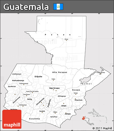 Silver Style Simple Map of Guatemala, cropped outside