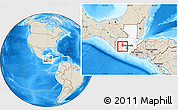 Shaded Relief Location Map of Concepcion, highlighted country, within the entire country