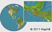 Satellite Location Map of Lago Atitlan, within the entire country