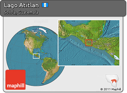 Satellite Location Map of Lago Atitlan