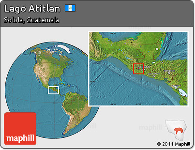 Satellite Location Map of Lago Atitlan