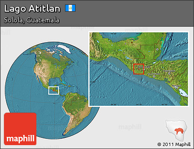 Satellite Location Map of Lago Atitlan