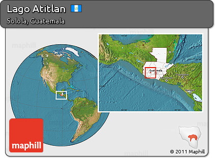 Satellite Location Map of Lago Atitlan, highlighted country