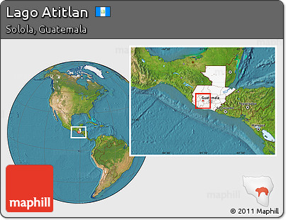 Satellite Location Map of Lago Atitlan, highlighted country