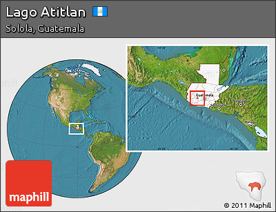 Satellite Location Map of Lago Atitlan, highlighted country