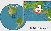 Satellite Location Map of Lago Atitlan, highlighted country