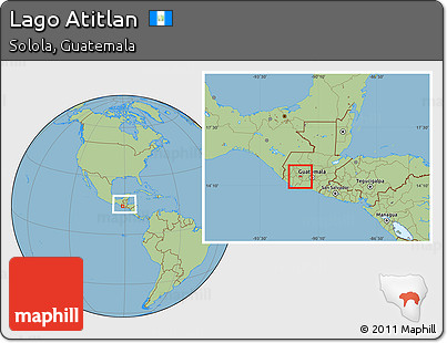 Savanna Style Location Map of Lago Atitlan, within the entire country